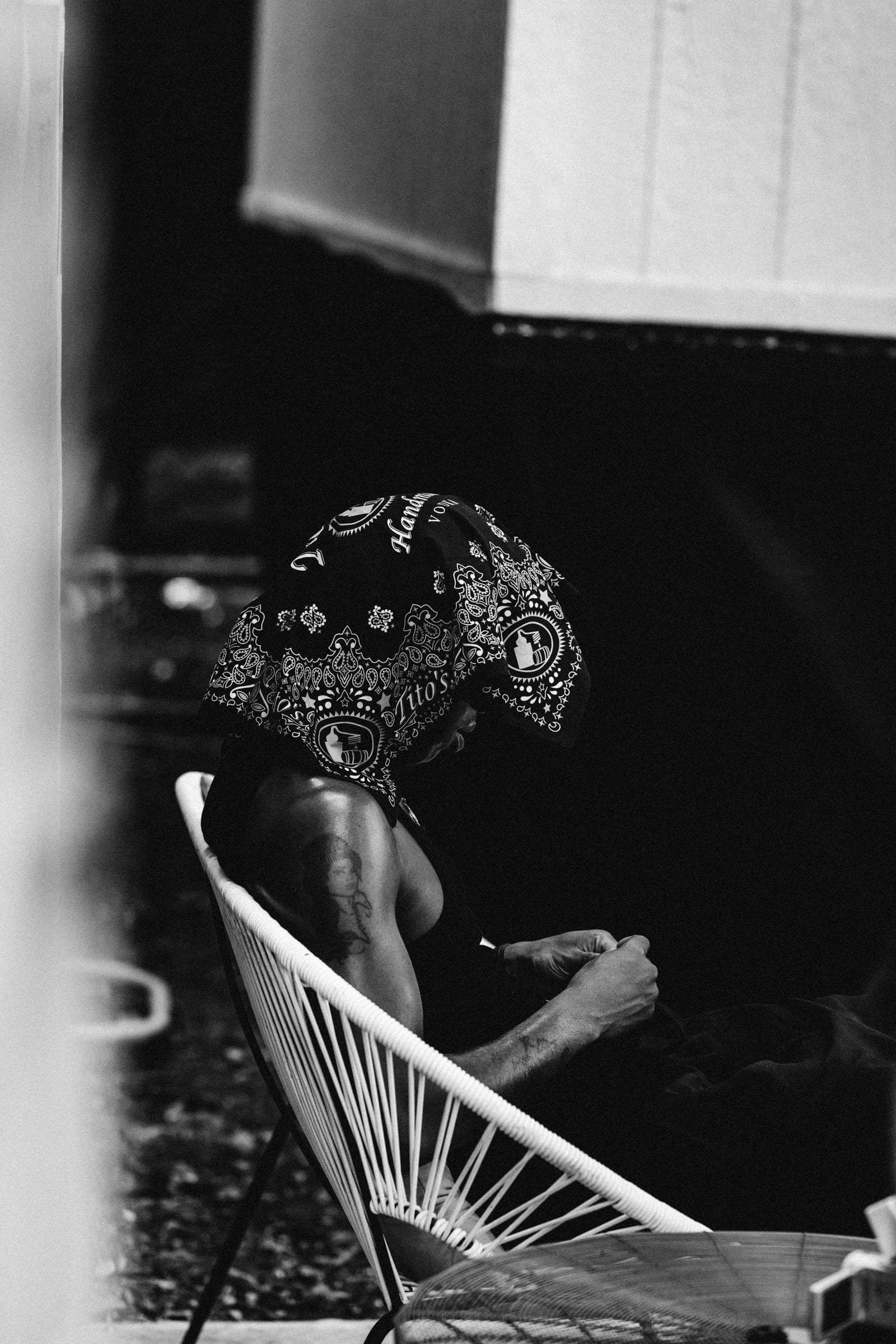 Bakarr seated backstage at Austin City Limits Music Festival, Zilker Park Austin TX — editorial music photographer Chauncey Scott